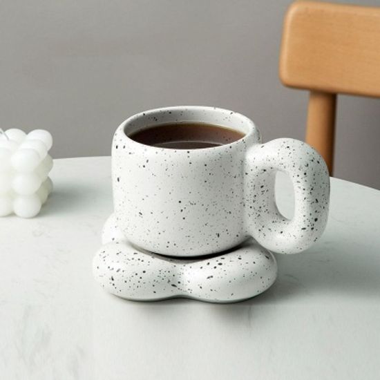 다기 찻잔 뚱카롱 머그컵+구름 플레이트세트 500ml