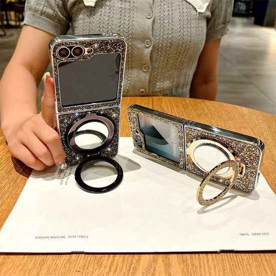 갤럭시Z플립 6 5 4 3 큐빅 글리터 미러 핑거링 케이스