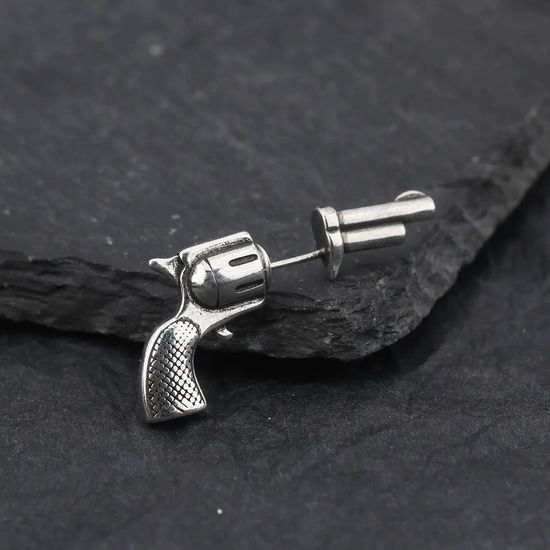 리볼버 총 권총 귀걸이 피어싱 귀찌 특이한 악세사리