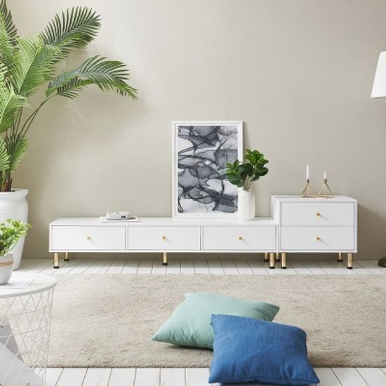 데넬 골드 1단 거실장 세트 (착불)