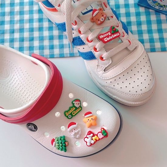 슬리퍼 신발끈 장식 크리스마스 캐릭터(8개 1세트)