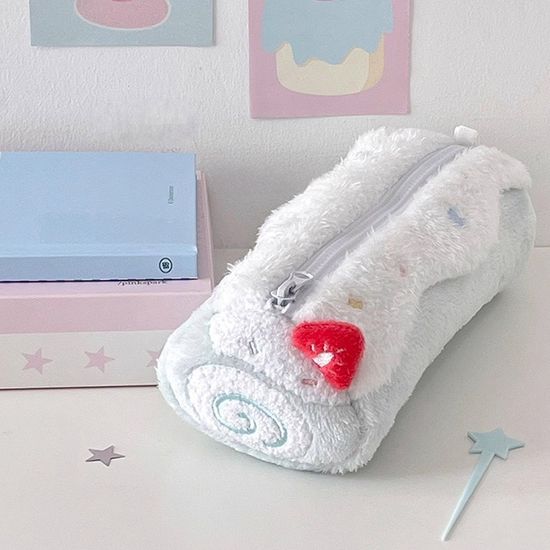 귀여운 스위트 롤케이크 털 필통 대용량 펜 파우치