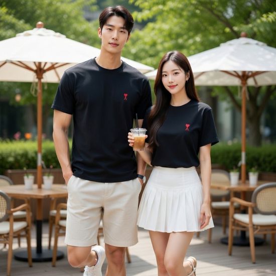 아미 스몰하트 로고 라운드 반팔티셔츠