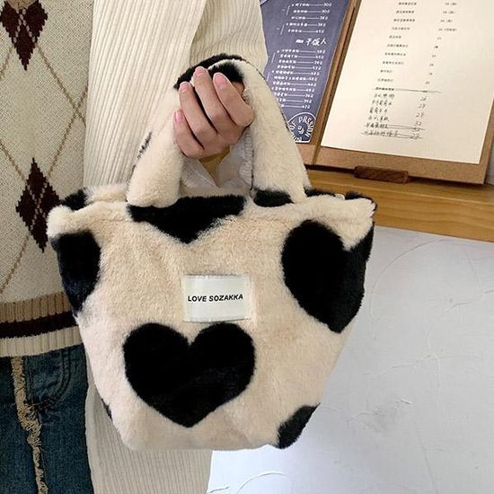 투핫 하트뿅뿅 페이크퍼 핸드백 토트백 겨울 가방