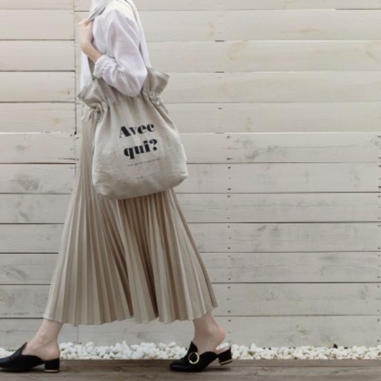 린넨 스트링 에코백