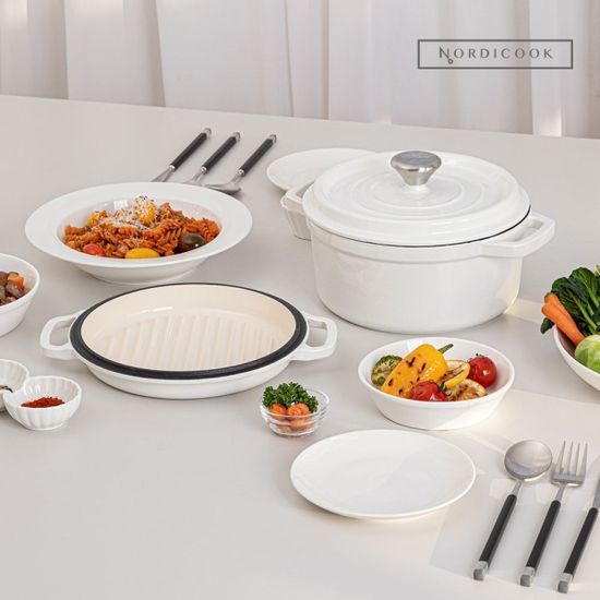 [노르디쿡] 꼬꼬떼 스완 더치오븐 무쇠냄비 화이트