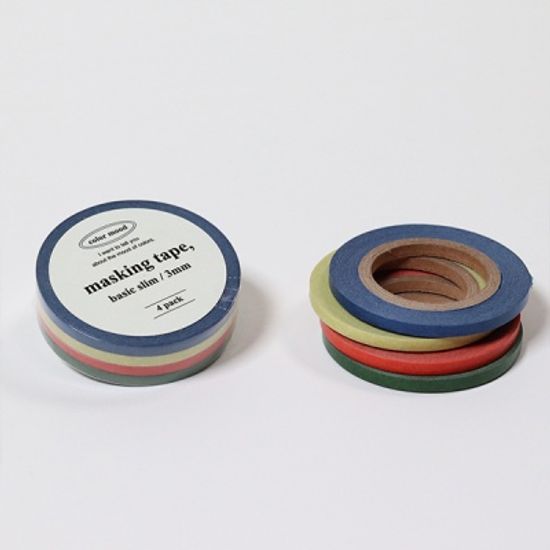 컬러 무드 마스킹 테이프 3mm (4개 세트)