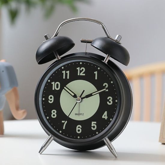 무소음 축광 야광 해머벨 탁상시계 (블랙)