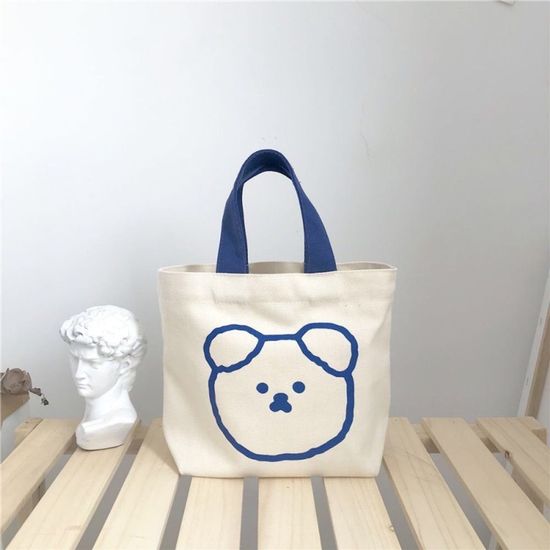 곰돌이 캔버스 패브릭 미니 가방 에코백 (WD798B8)