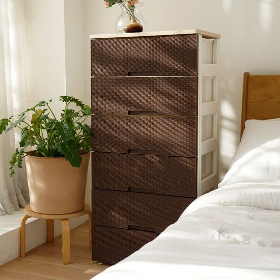 보노하우스 라라 라탄 우드상판 서랍장 2단~6단