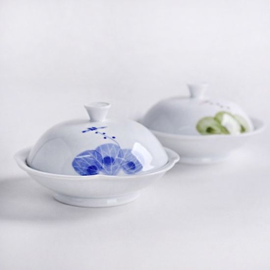 늘 한꽃 국산 백자 다식 뚜껑 접시 2종 택1