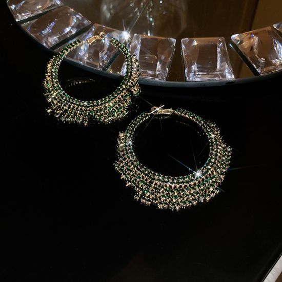 빅사이즈 큐빅 라인 링 테슬 드롭 귀걸이 925 실버