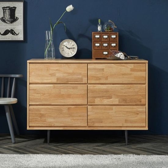 파츠 고무나무 원목 와이드 서랍장 3단 (착불)