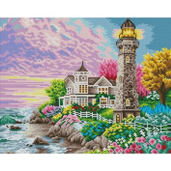 등대가 있는 풍경 (캔버스형) 보석십자수 40x50