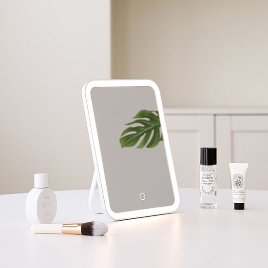 무아스 뷰티 스퀘어 메이크업 무선 LED 거울 휴대용