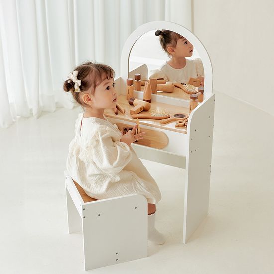 키앤비 화이트 원목 화장대 놀이 세트