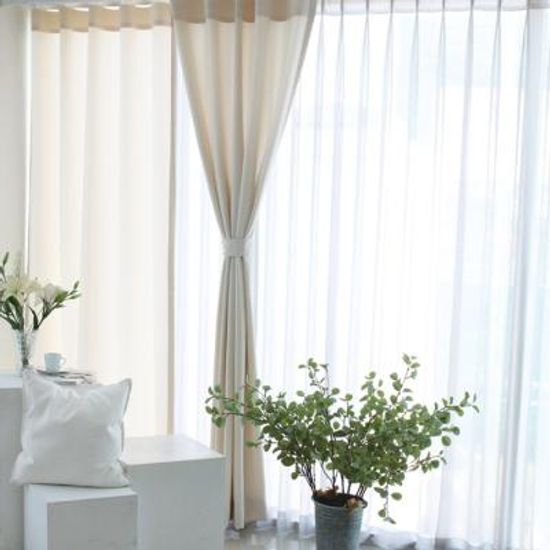 베이스 무지 항균 커튼 백아이보리 기본핀형