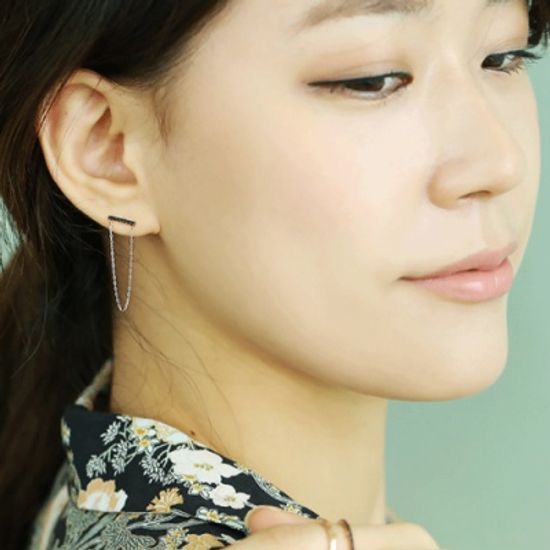 14K 미드나잇 블랙스완 귀걸이