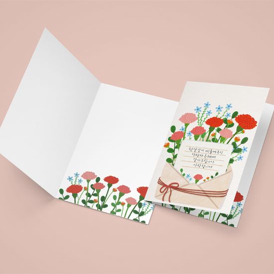 MOTHER'S DAY 꽃다발카드 캘리그라피카드