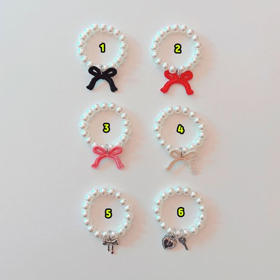 인형용 리본 펜던트 진주 목걸이