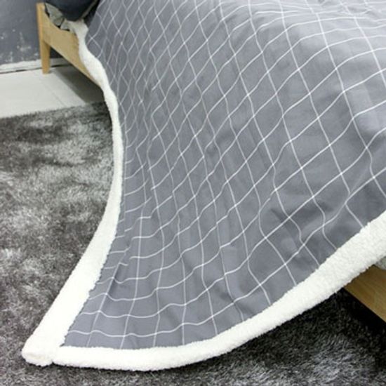 그레이 베이직체크 양털블랭킷
