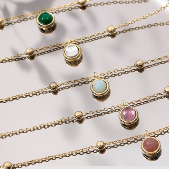 [선물포장] 천연원석 탄생석 볼 체인 팔찌