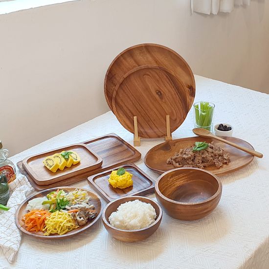 Holin 아카시아 통원목 수제 우드 플레이트 택 1