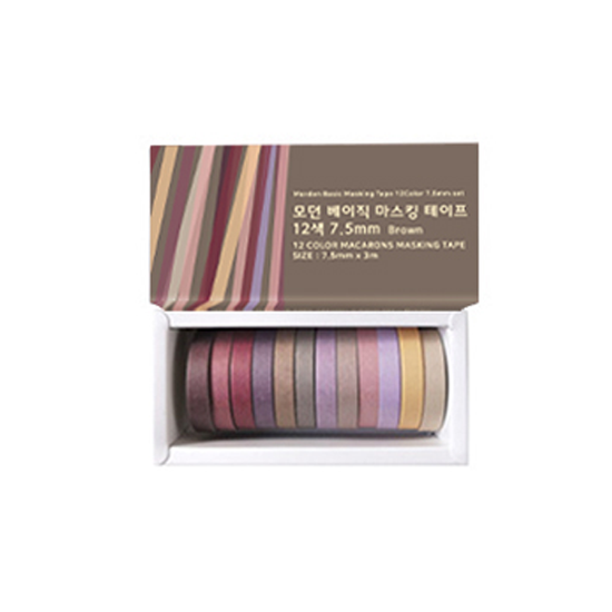 투코비 모던베이직 마스킹 테이프 7.5mm 12색