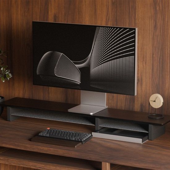 Ekeepment 더블데크 원목 모니터 받침대 선반