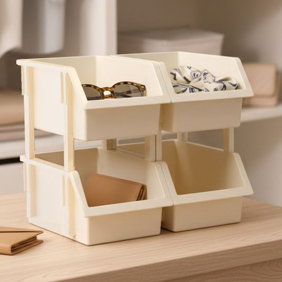 이유 적층형 다용도 정리함 4P 미니 수납 분리 바스켓