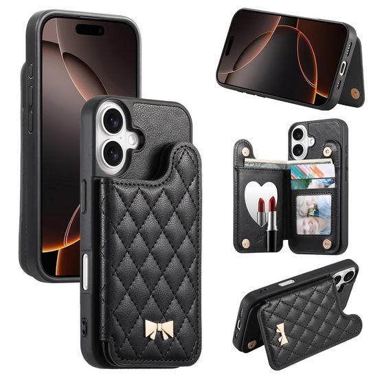 아이폰17 16 15 14 13 12 리본 퀄팅 가죽 지갑 케이스