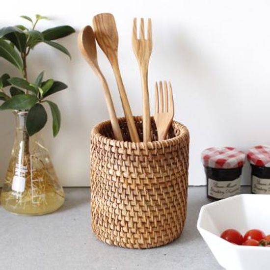 라탄 다용도통(연필통,소품통,수저통등) - 일자형 1p