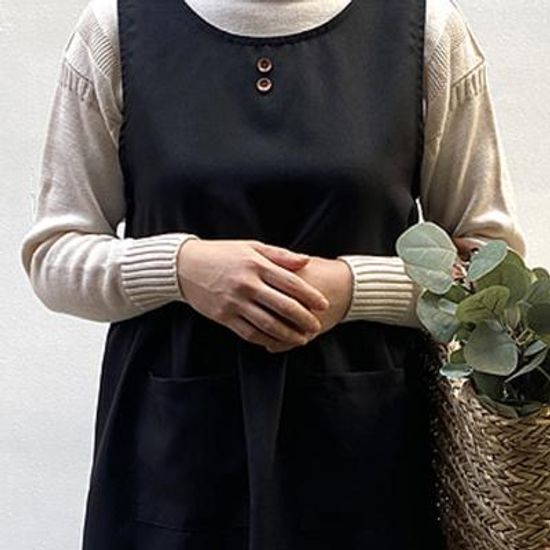 블랙 롱앞치마 커피숍 카페 에이프런