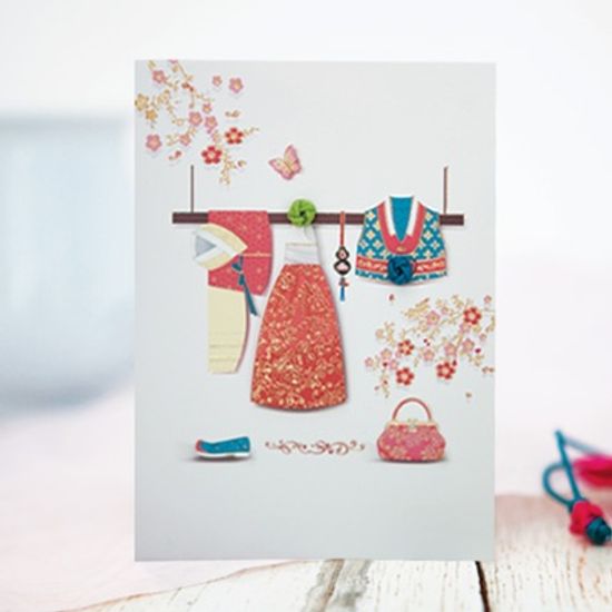 깨끼치마 저고리 전통 한복카드 FT1035-4