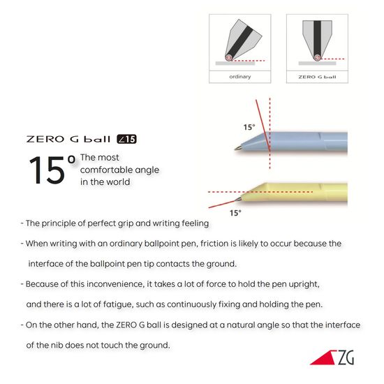 제로지볼 15도0.5mm 유성 5종 세트 (블랙잉크)