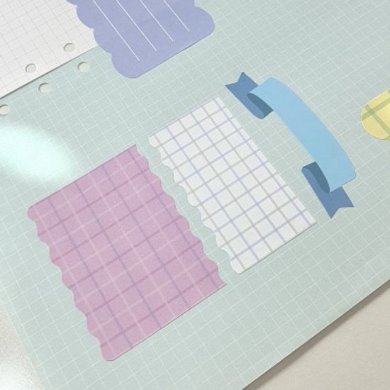 체크 메모 스티커 세트-7종x3매