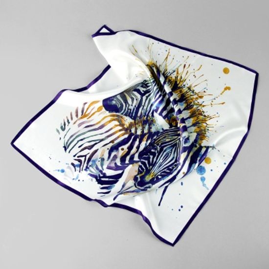 [베네]잉크 지브라 실크 쁘띠 스카프