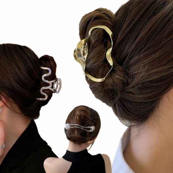 COOL 메탈 진주 빅사이즈 집게 머리 핀 예쁜 헤어 삔