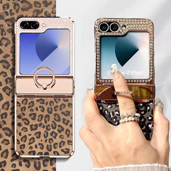 갤럭시z플립 6 5 4 3 호피 큐빅 데코덴 힌지 링케이스