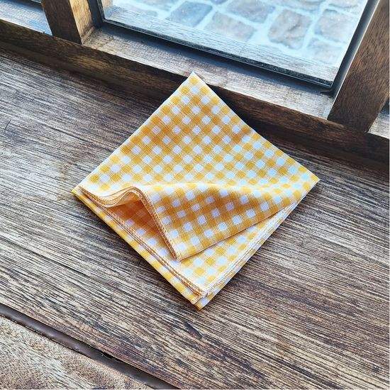 체크 노랑 (손수건 스카프)