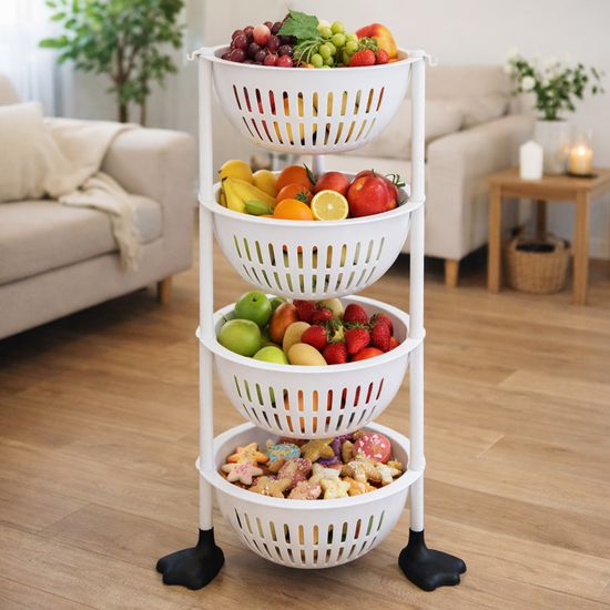 코지 바스켓 주방 4단 선반 트롤리 적층 바구니 