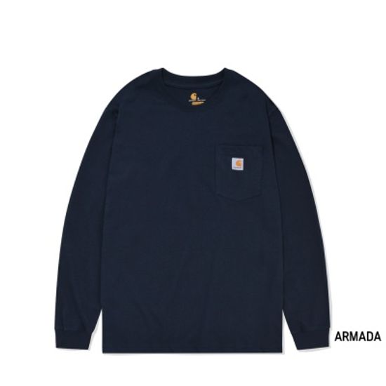 칼하트 K126 워크웨어 포켓 긴팔티 Navy