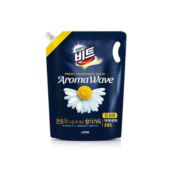 LION 때가 쏙 비트 아로마 웨이브 캐모마일 일반 드럼 겸용 액체 세제 리필 2L(WB85110)