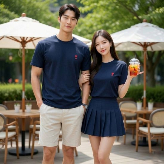 아미 스몰하트 로고 라운드 반팔티셔츠