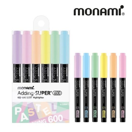 모나미 에딩슈퍼 파스텔 형광펜 6색세트