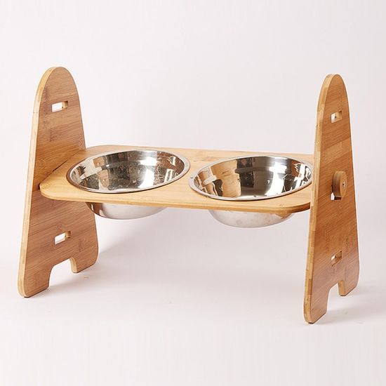 반려동물 높이조절 스텐 식기(2구) 중대형견 개밥그릇