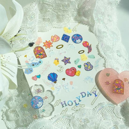 투명금테 스테인드 글라스 칼선 스티커