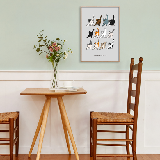 묘캣마켓 똥꼬 자랑냥 고양이 A3 일러스트 포스터