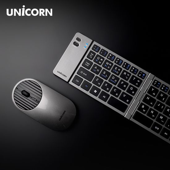 유니콘2.4G+블루투스 접이식 휴대용 키보드 마우스세