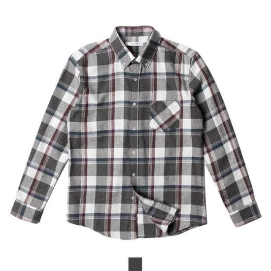 남자 기모 그레이 체크 셔츠 긴팔 소프트 남방